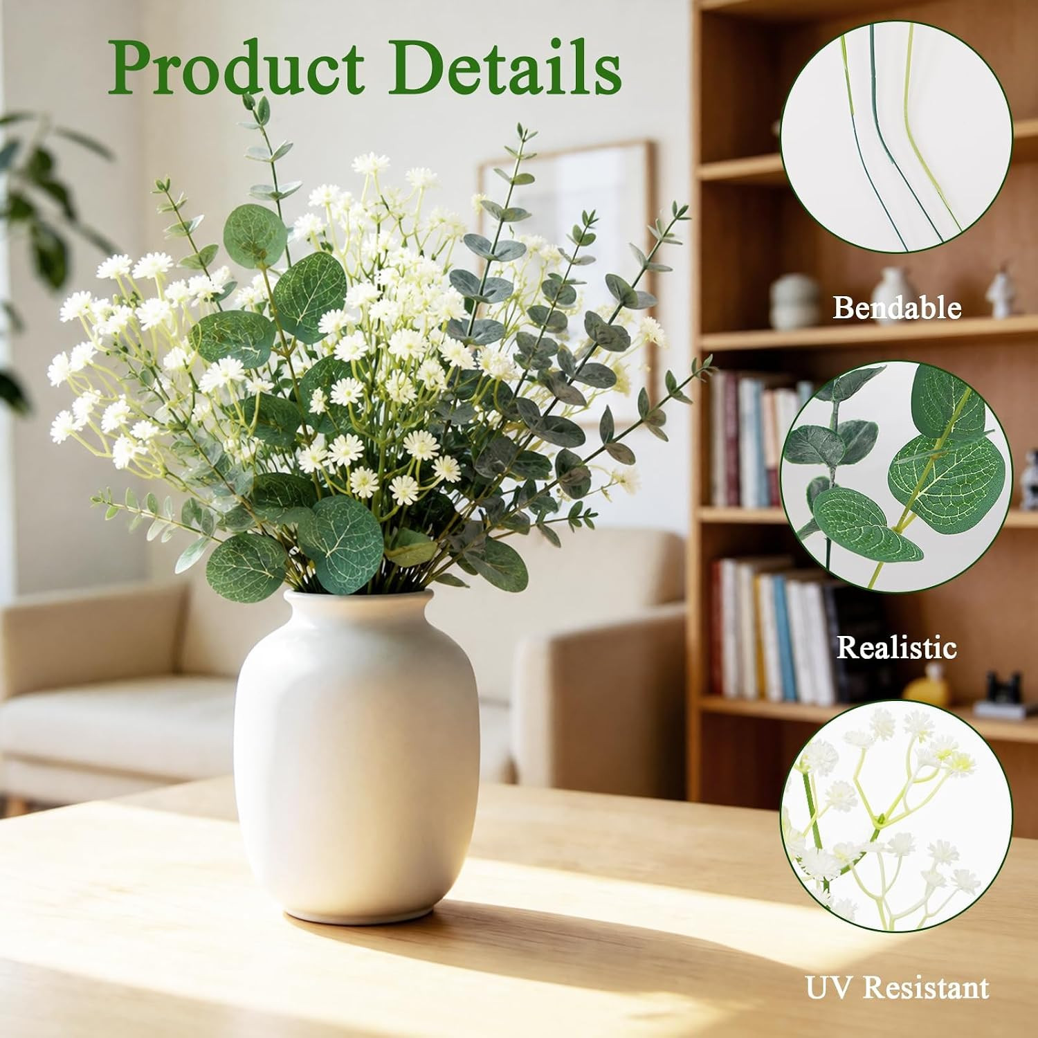 200Pcs Eucalyptus & Babys Breath Artificial Flowers for Weddings & Parties