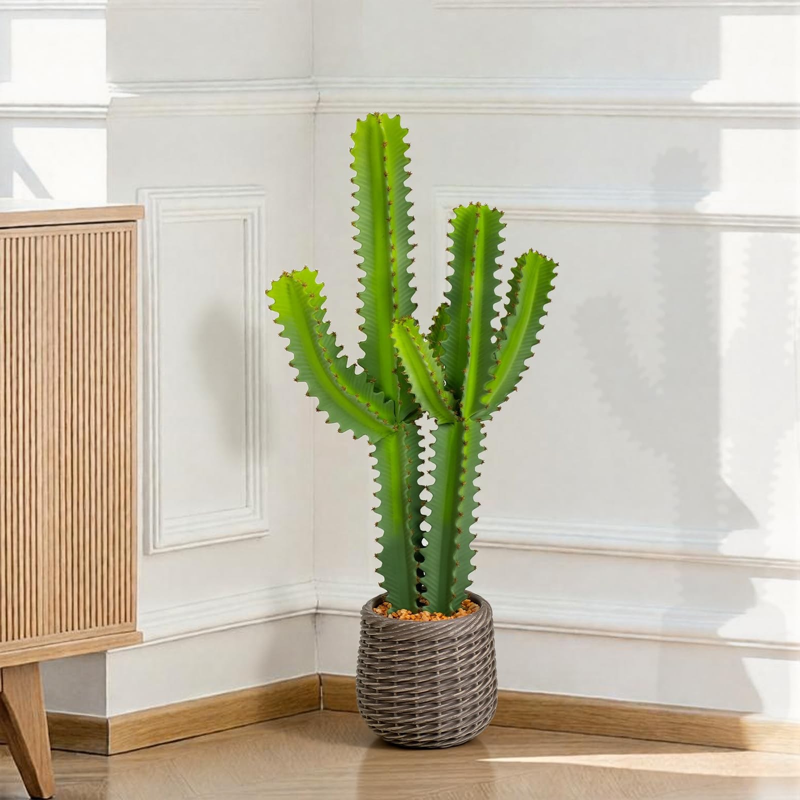 Artificial Cactus Plants, 3ft Tall UV-Resistant Fake Desert Cacti Plant in Br…