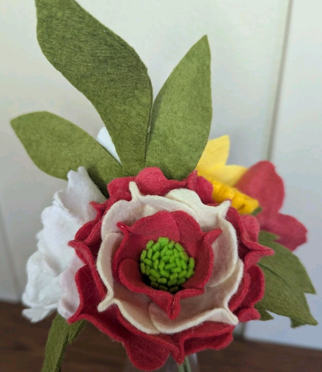 Beautiful Hand Cut Wool Blend Felt Flower Bouquet Gift Wrapped/Great Gift Idea!