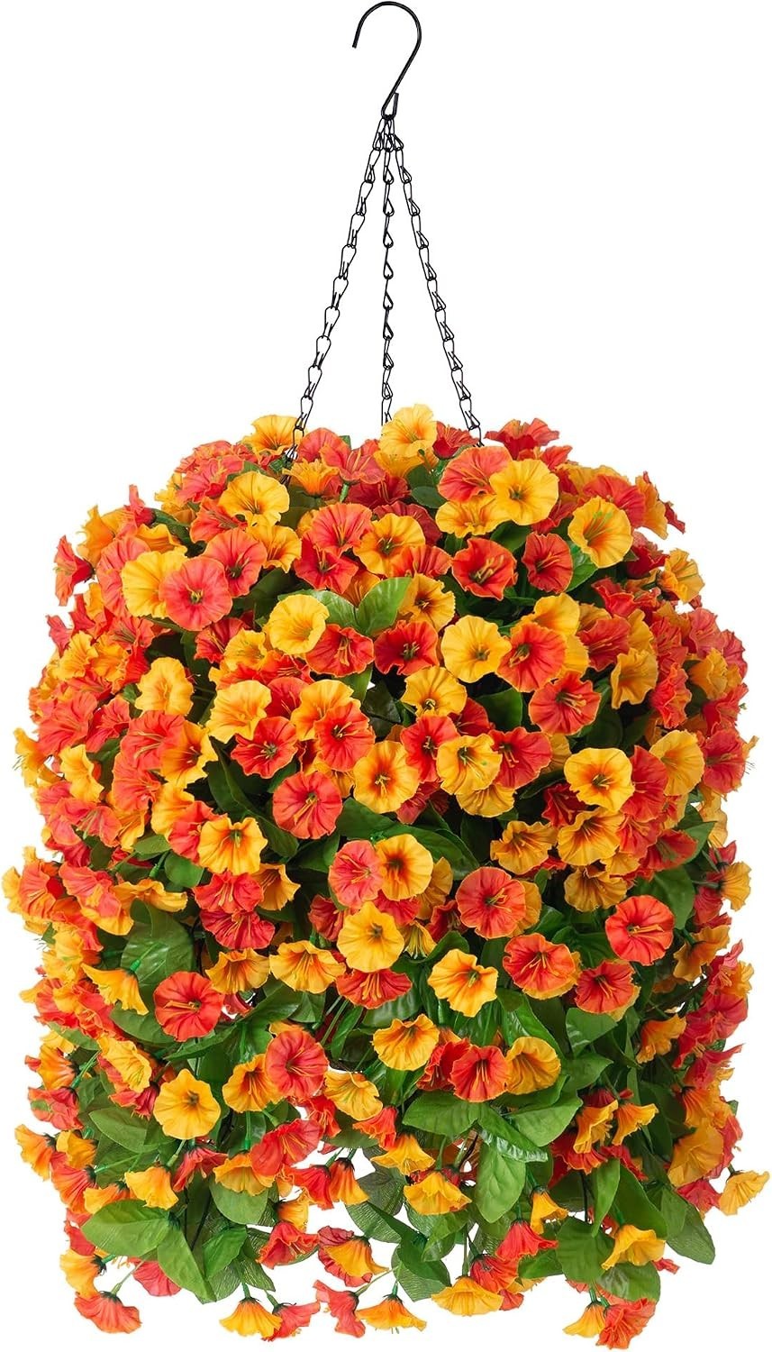 Artificial Flowers with Hanging Basket, Outdoor Faux Plants Silk Morning Glor…