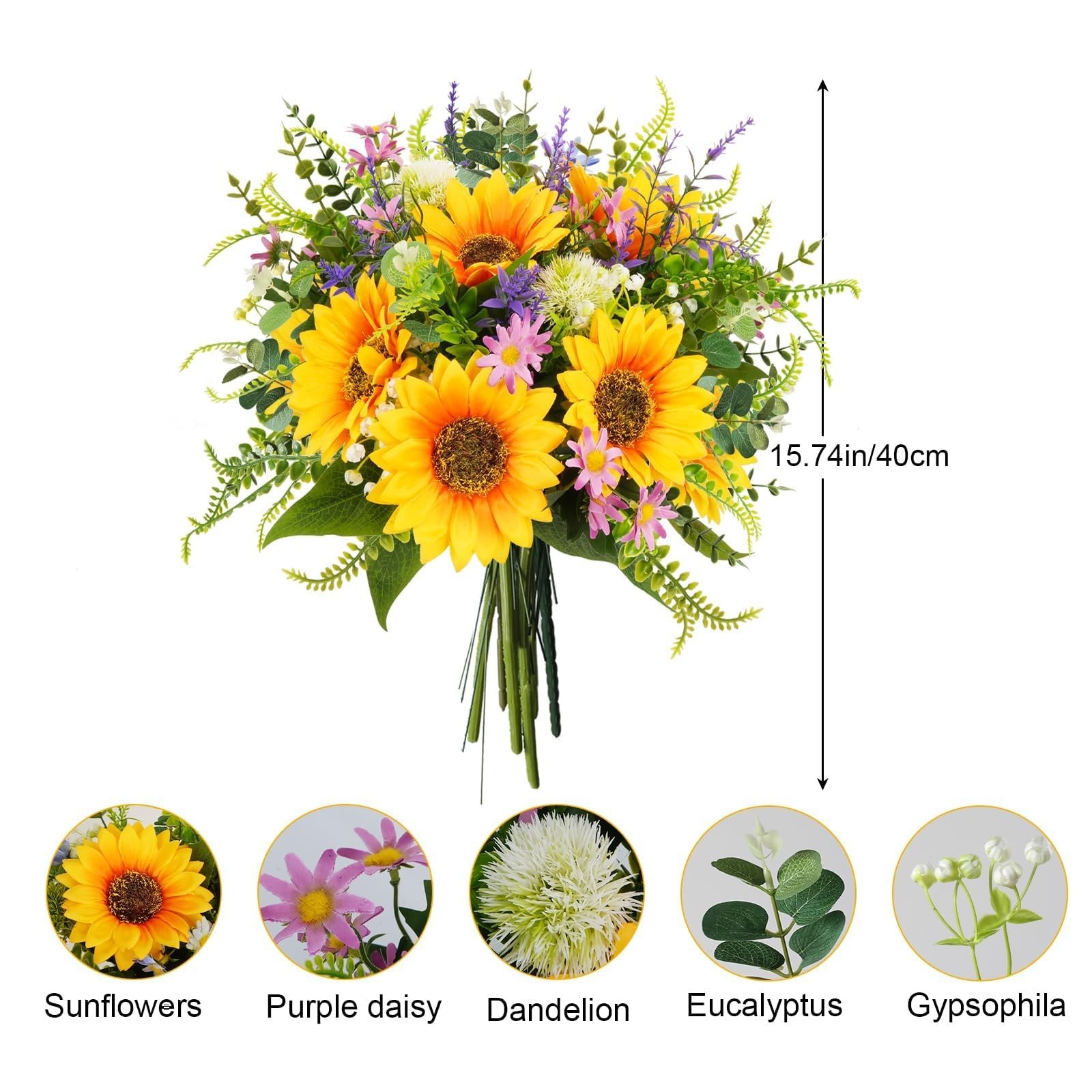Sunflowers Artificial Flowers Bouquets Spring Fake Wildflowers Silk Decor