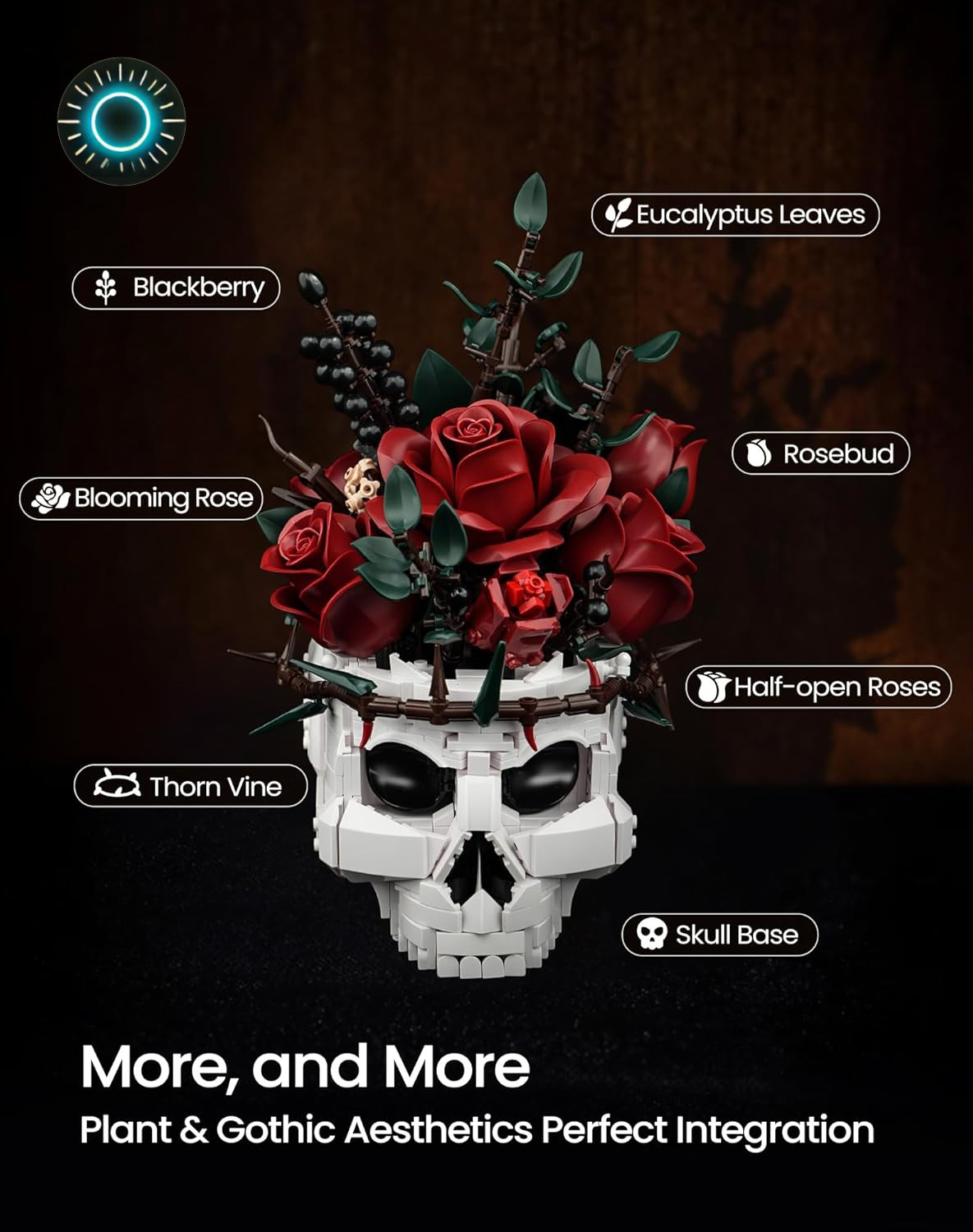 Skull Rose Bouquet Building Set Compatible with Lego Flowers for Adult – Hal…