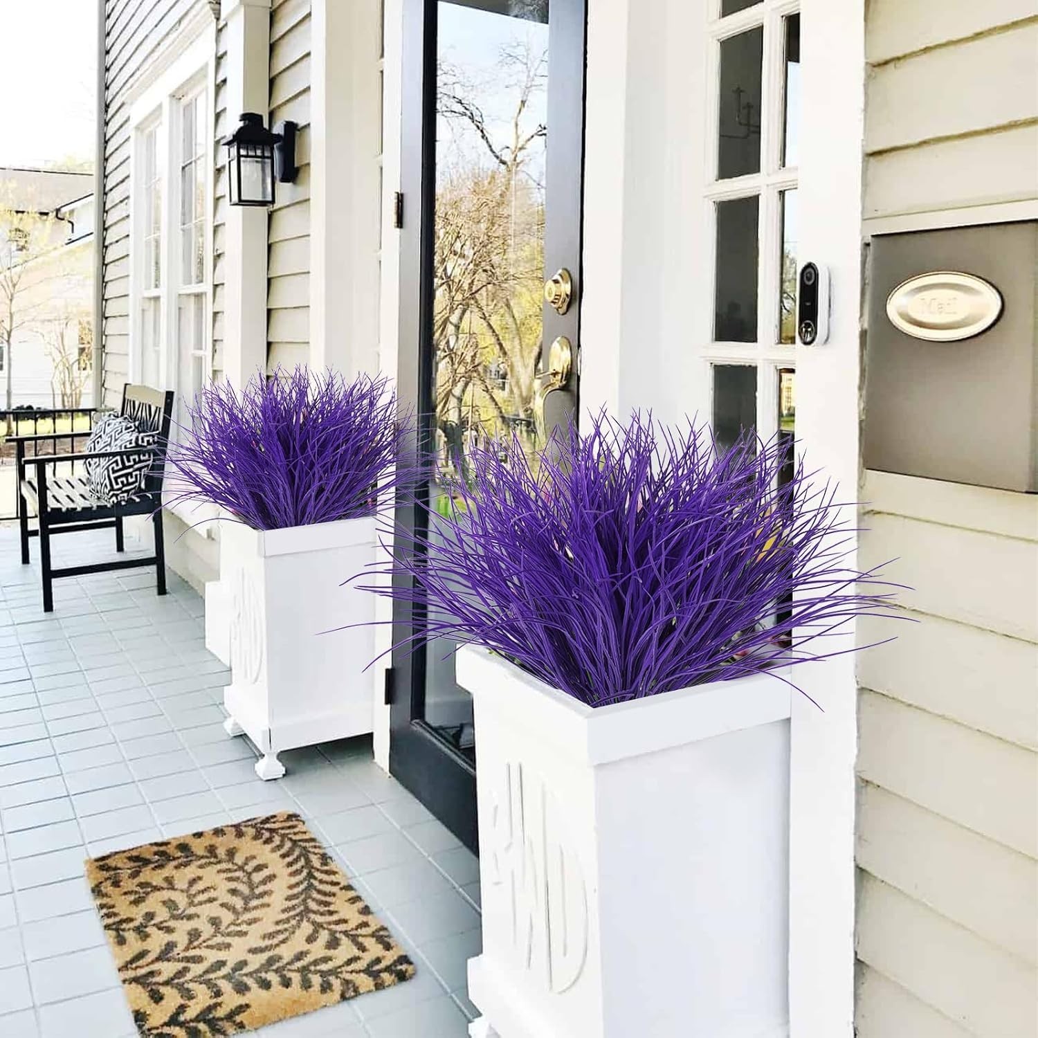Vibrant 15.7″ Purple Faux Grass – Set of 12, Indoor & Outdoor Decorative Plants