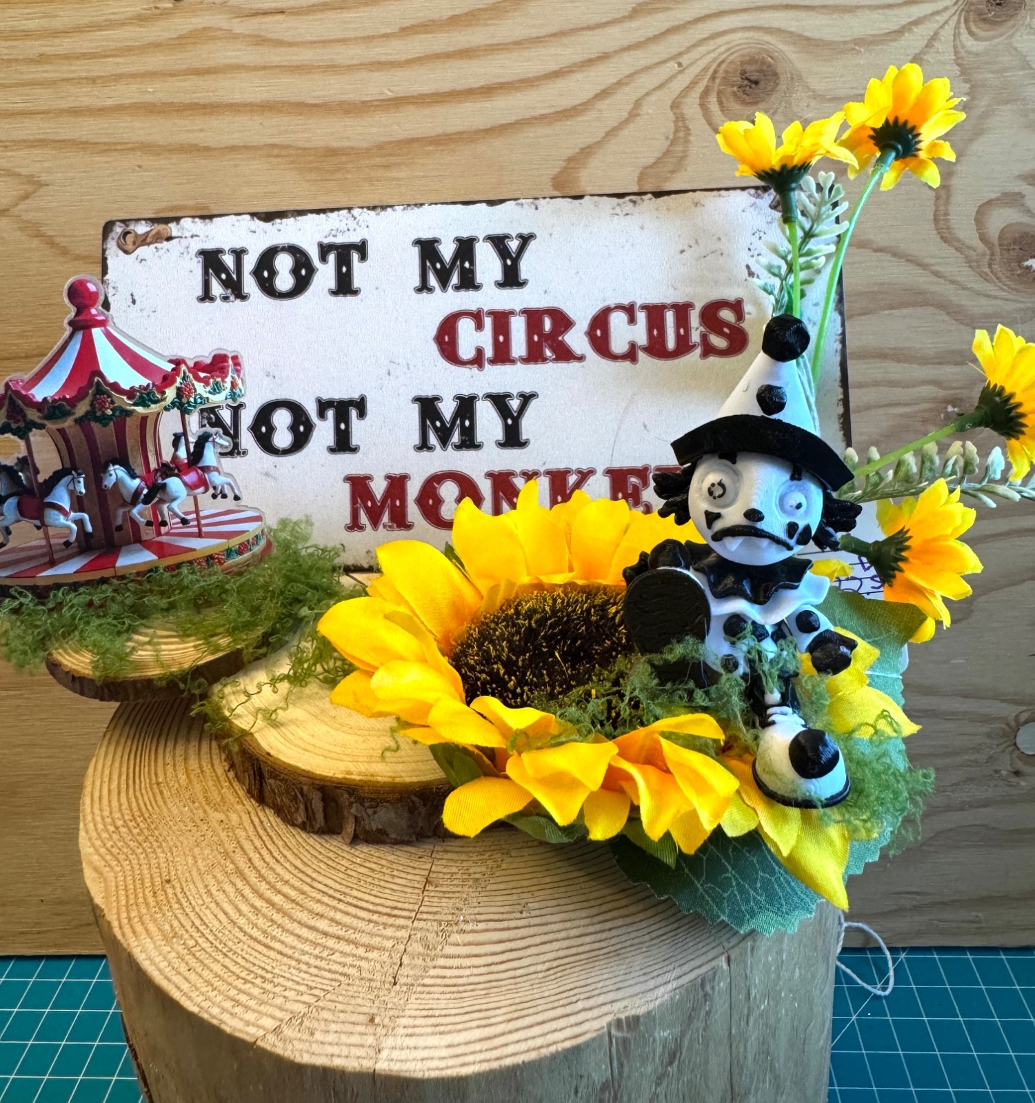 Not My Circus, Not My Monkeys. Clown, Silk Floral Arrangement, Home Decor, Gift