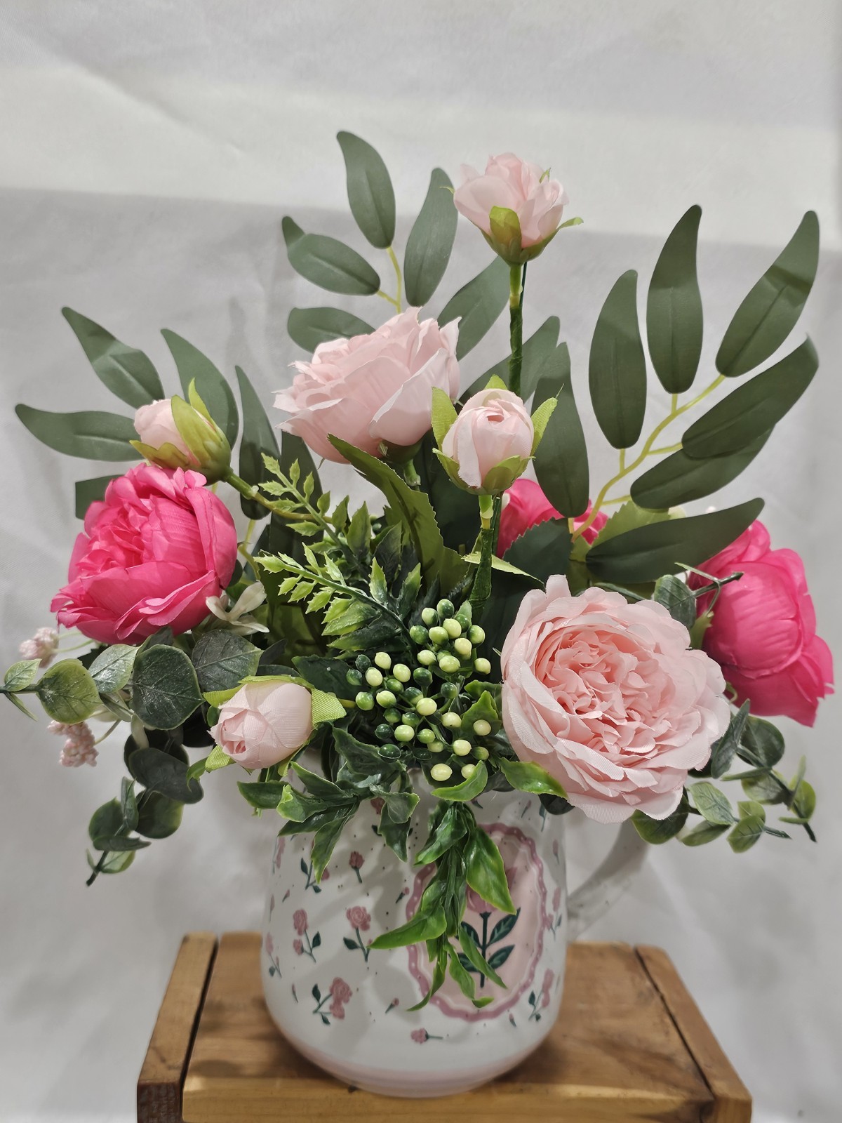 Artificial Pink Rose Flowers in beautiful FRIENSHIP CUP for special someone