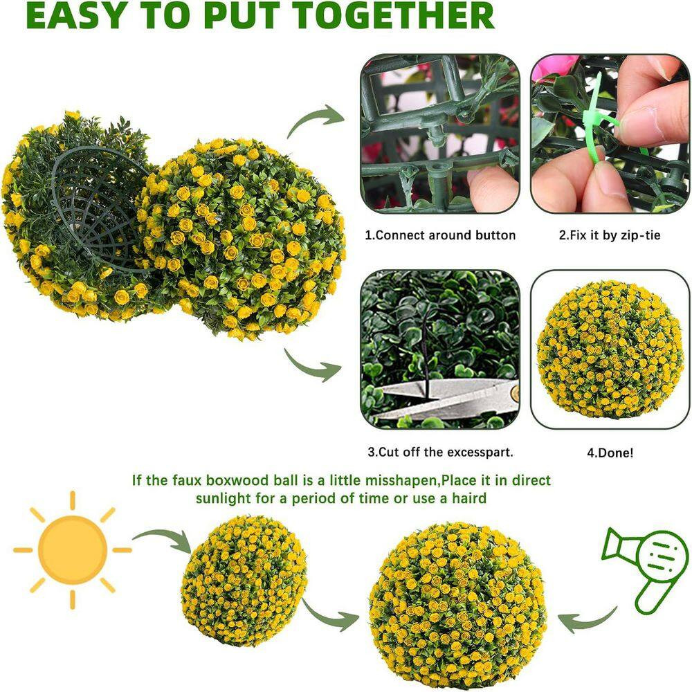 1.8 FT 2PC Artificial Topiary Flower Balls,Hanging Grass Ball for Home Wedding D