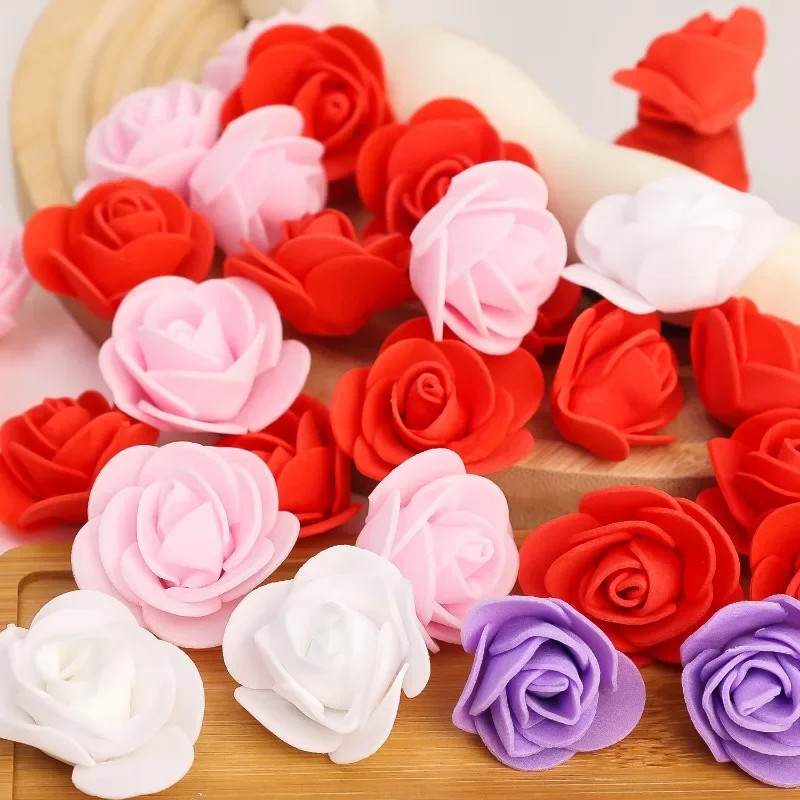 100PCS Artificial Rose Flower Heads, Real Looking Foam Roses for DIY Wedding