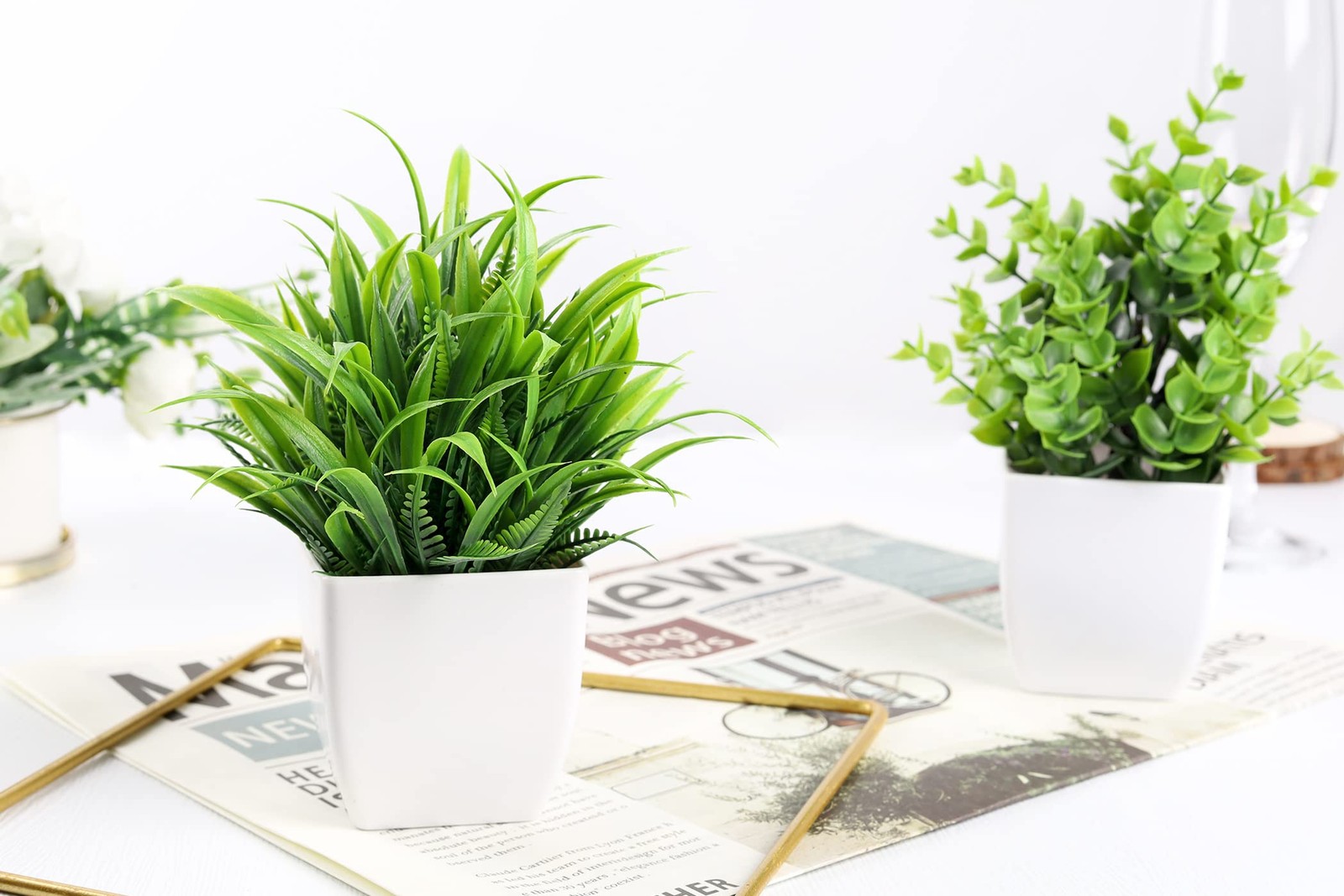 Der Rose 2 Pack Small Fake Plants Mini Artificial Potted Plants for Table Desk