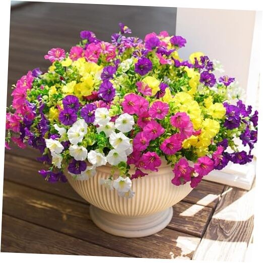 HyeFlora Artificial Flowers Multi Color(3 Purple, 3 Fuchsia, 3 White, 3 Yellow)
