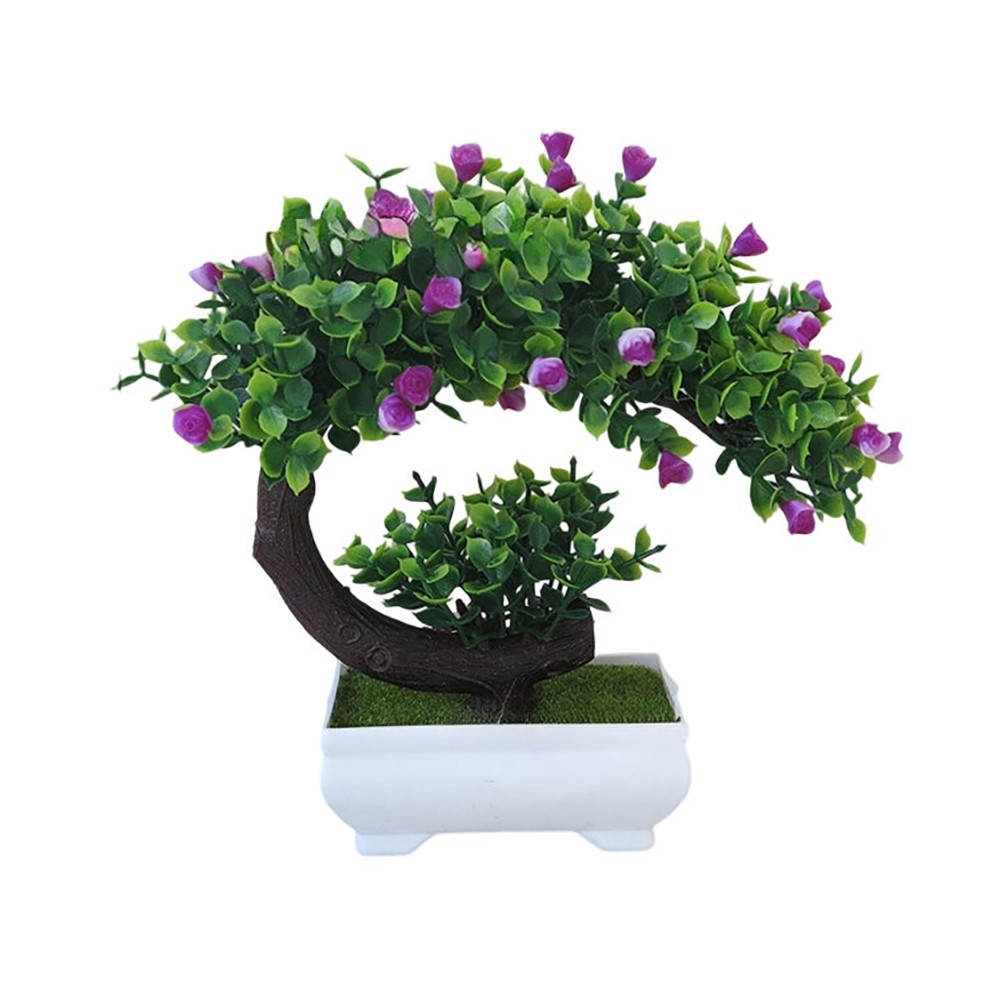 20cm Faux Bonsai Tree Green Plastic Indoor Plant for Office Living Room
