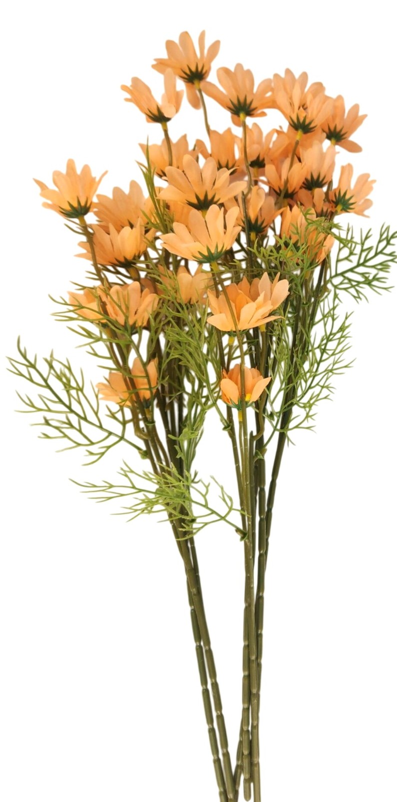 Peach Apricot Faux Daisy Stem 20 Inch Artificial Wildflower Set of 6 Farmhouse F