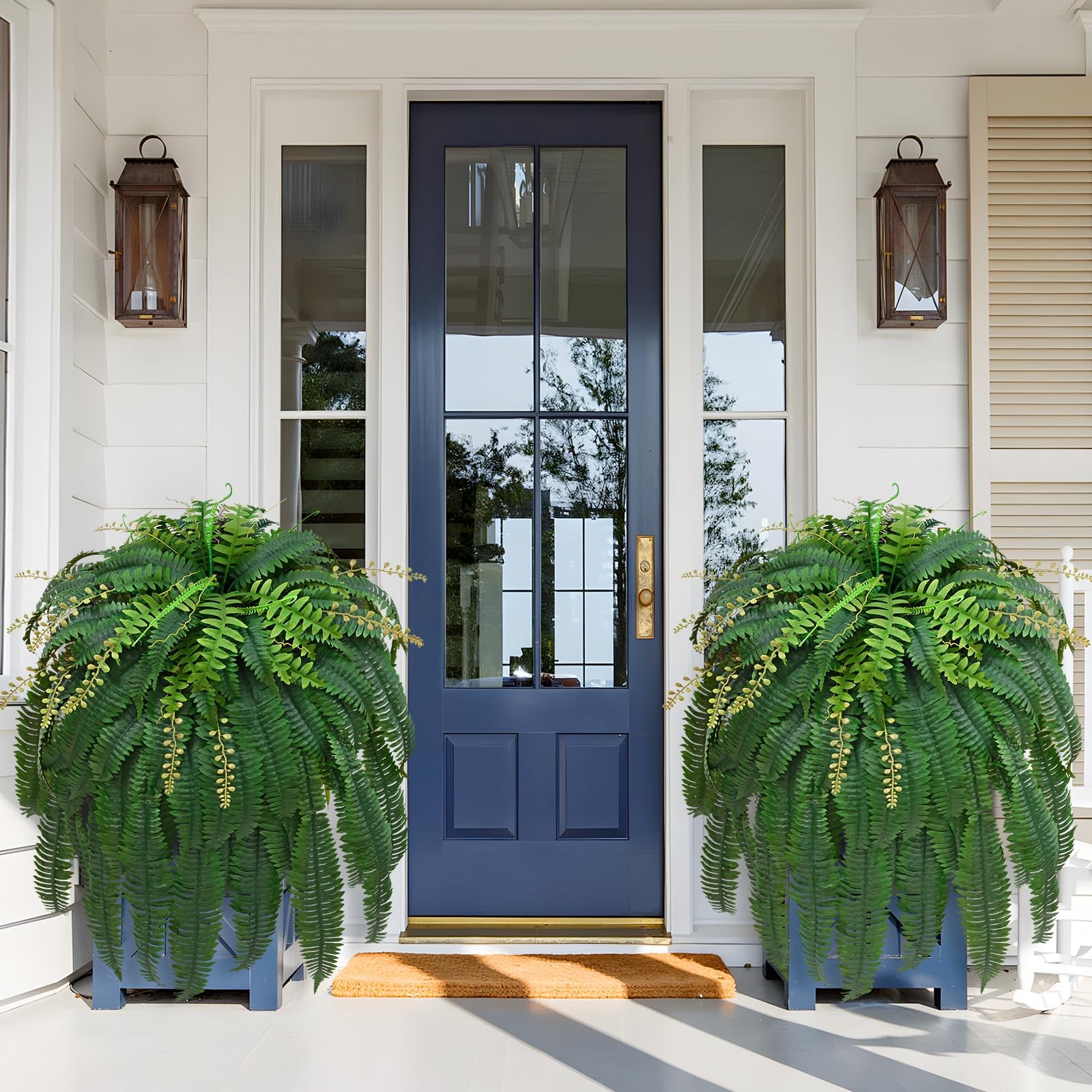 2Pcs 67″ Fake Ferns Large Artificial Ferns Plants for Outdoor