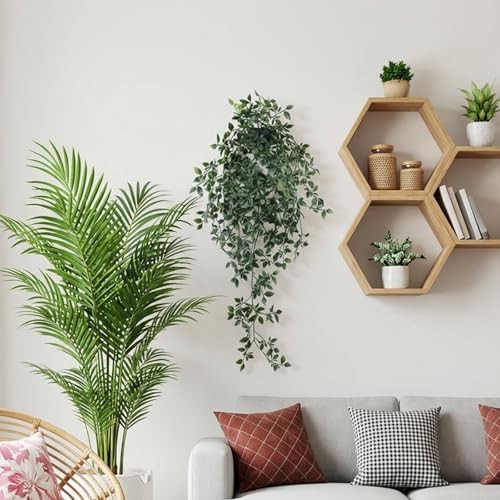 LOYWREE Small Artificial Hanging Plant with Pot Faux Plants 1Pack Mandala