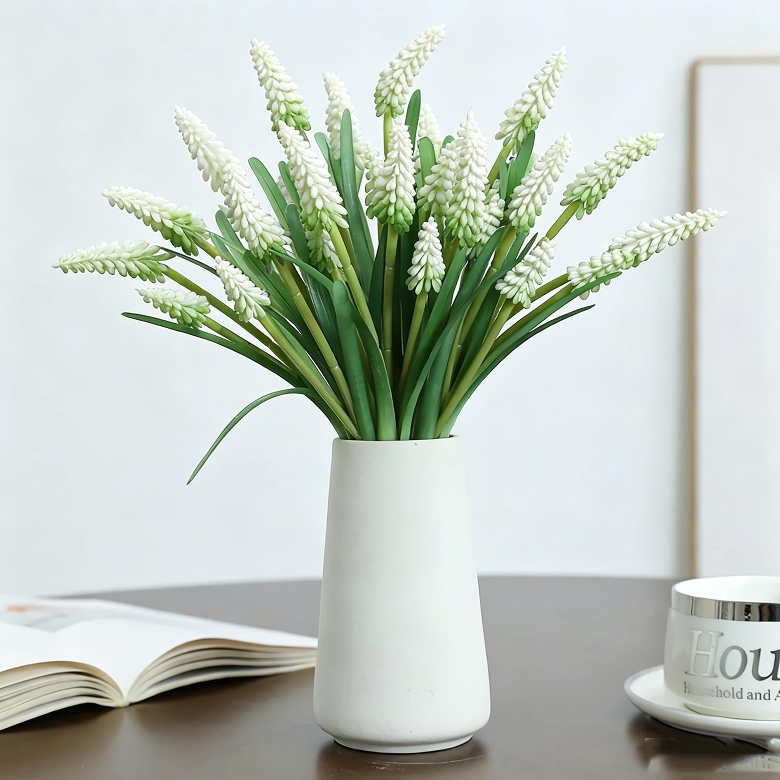 10pcs Artificial Grape Hyacinth 12″ Latex Fake Muscari Faux Hyacinth for Vase…