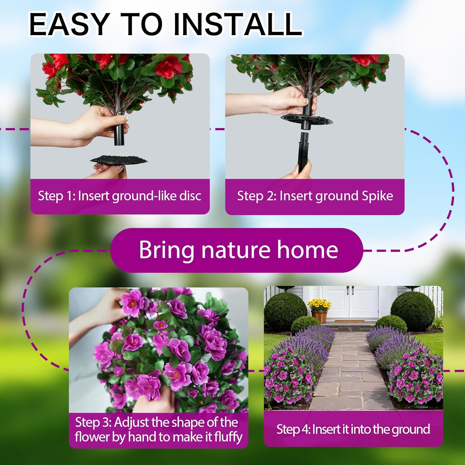 Artificial Flowers for Outdoors, Faux Outdoor Plants Fake Plants Topiary Balls A