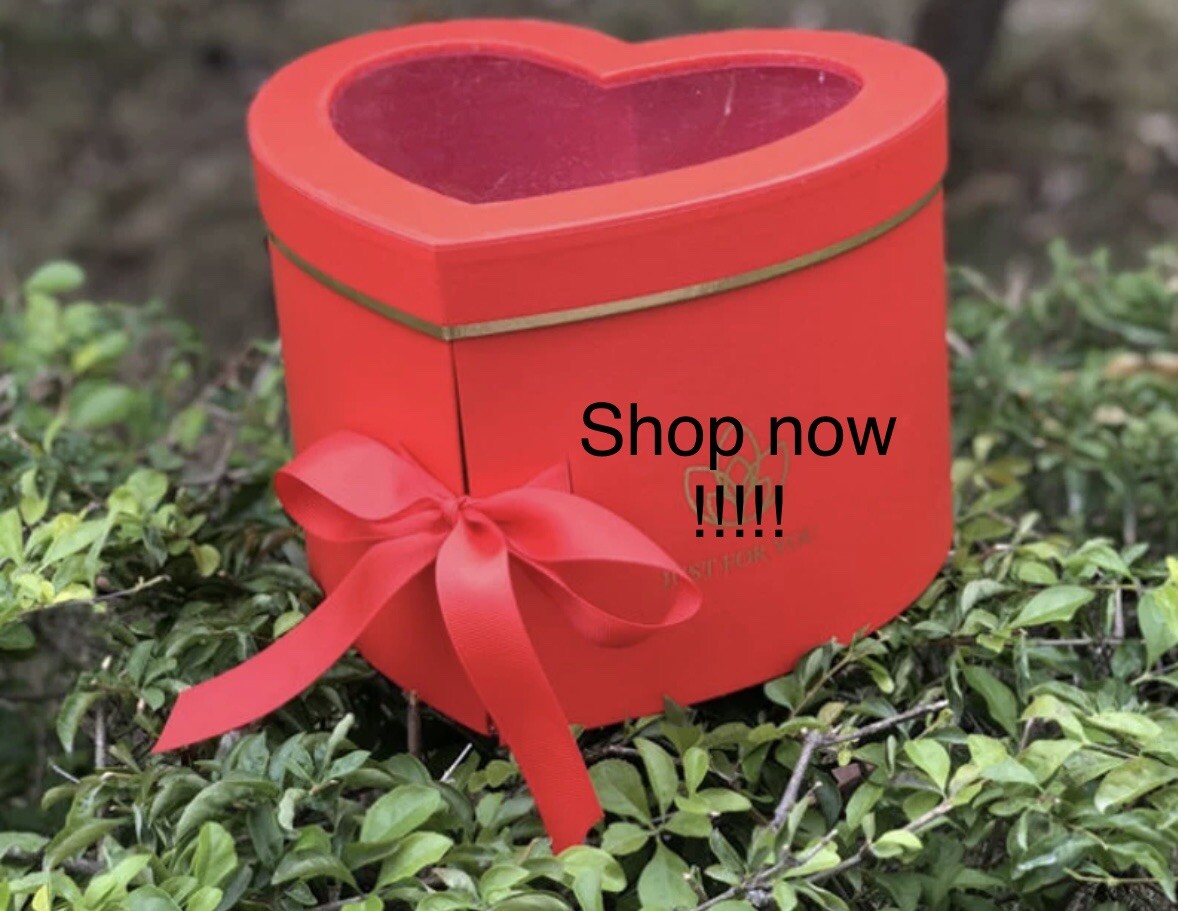 Double Layer Heart Shaped Flower Gift Box, RED