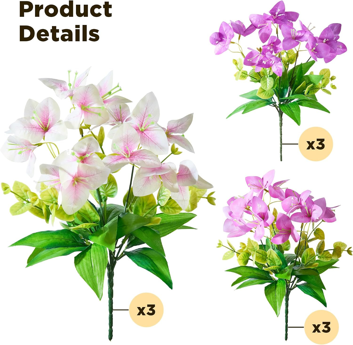 Realistic UV-Resistant Bougainvillea Flowers – 9 Bundles for Outdoor Decor
