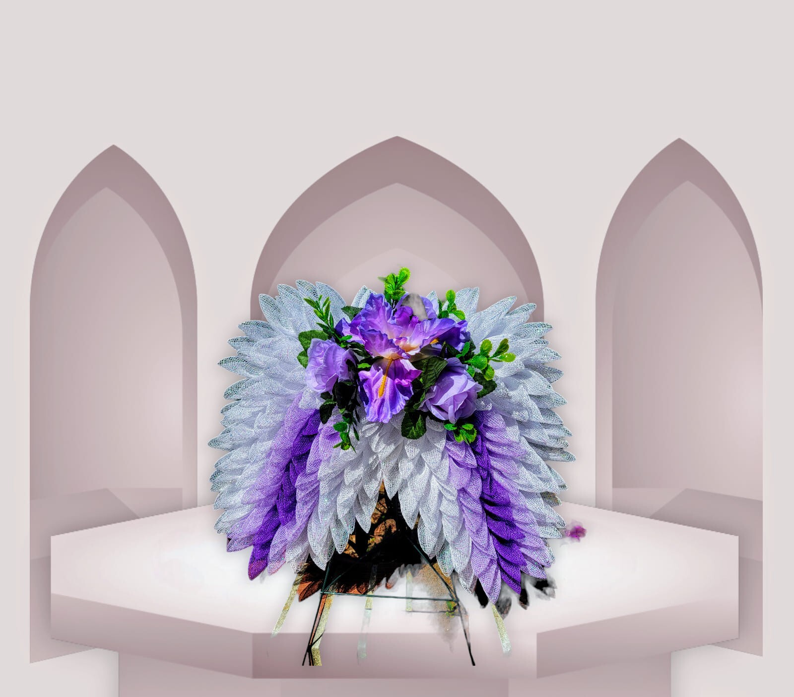 wreaths for front door, angel wings, choose your color, funeral wreath, wreath