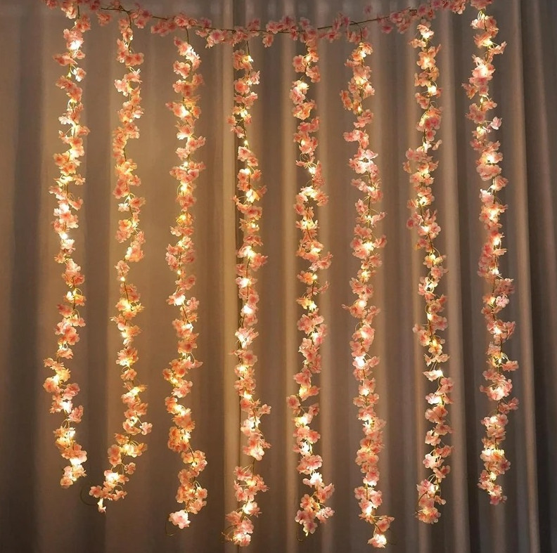 1pcs 180cm/71in Artificial Sakura Flowers Vine Silk Garland Wedding Party Decor