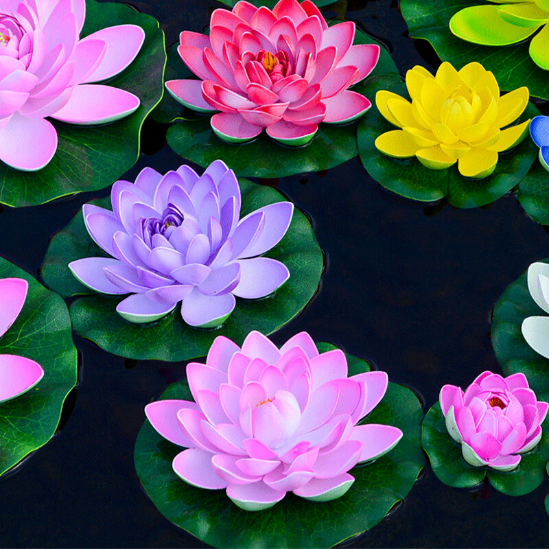 10cm/17cm Simulated Lotus Flower Fake Plant Pond Decor Artificial Water Lily.