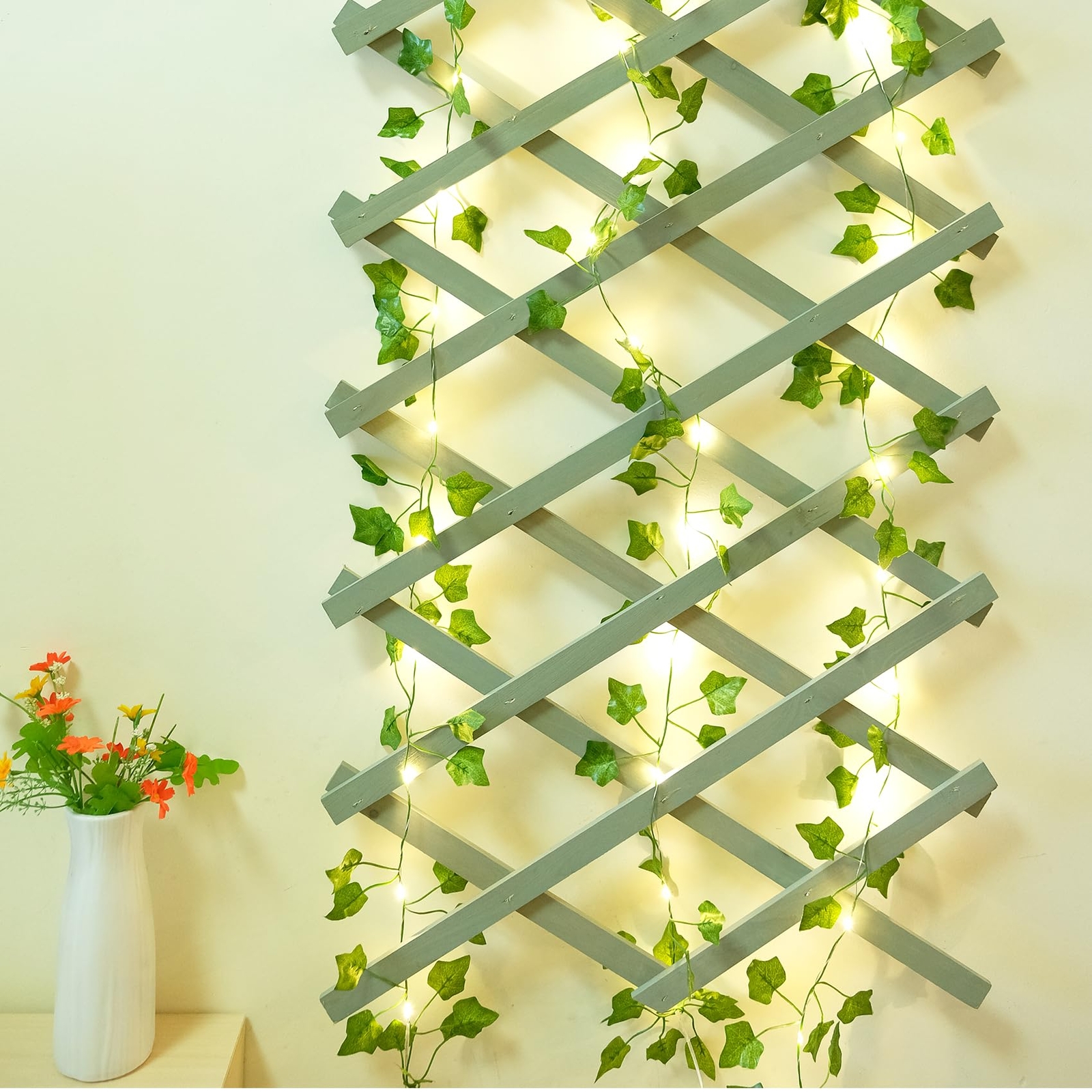 2 Pack 6.56 Ft Vines with Fairy Lights Battery Operated 40 LEDs Artificial