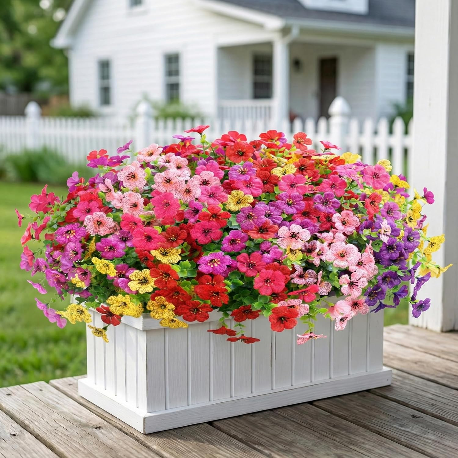 Artificial Flowers for Outdoors 12 Mix 6 Color UV Resistant Faux Plants