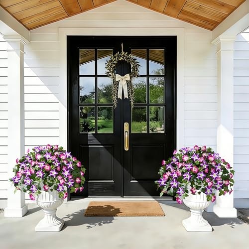 8PCS UV Resistant Artificial Petunias – Mixed Color Faux Silk Flowers for Garden