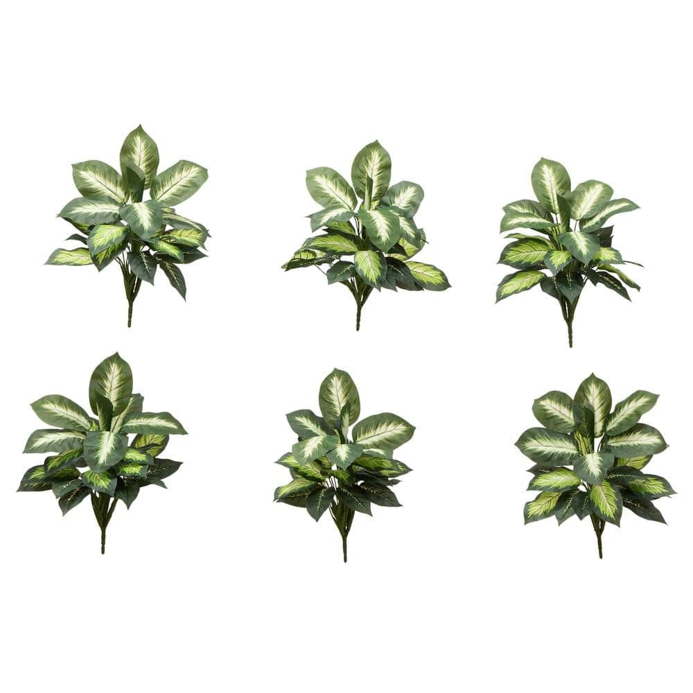 Nearly Natural 20 in. Artificial Golden Dieffenbachia Plant – Set of 6