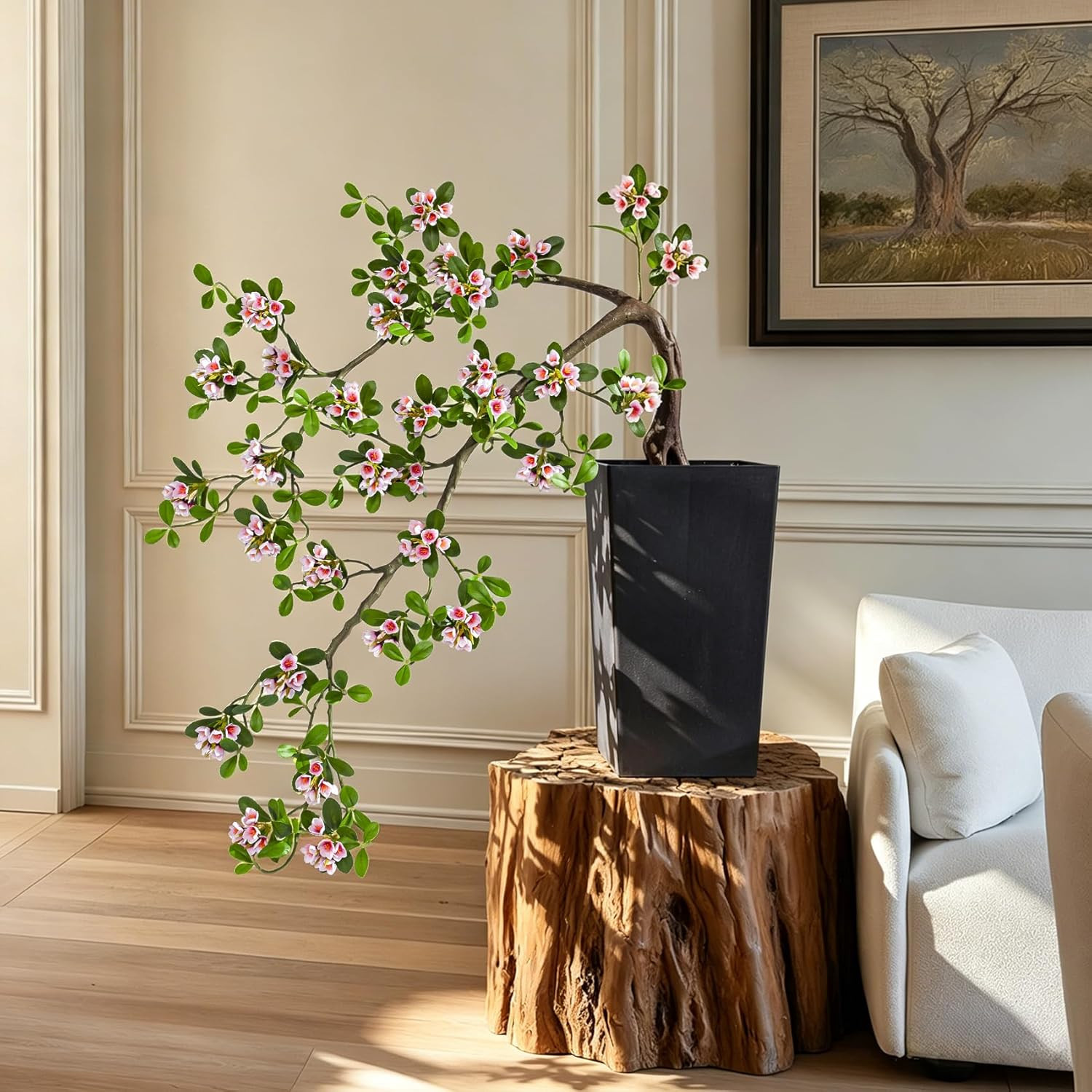 Lifelike Large Pink Artificial Bonsai Tree for Home & Office Décor