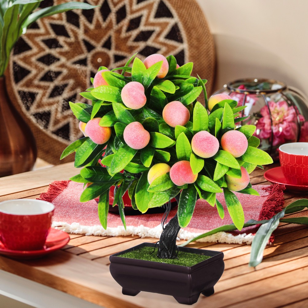 Artificial Bonsai: 25cm Simulation Peach Bonsai Tree – Artificial Potted Plant
