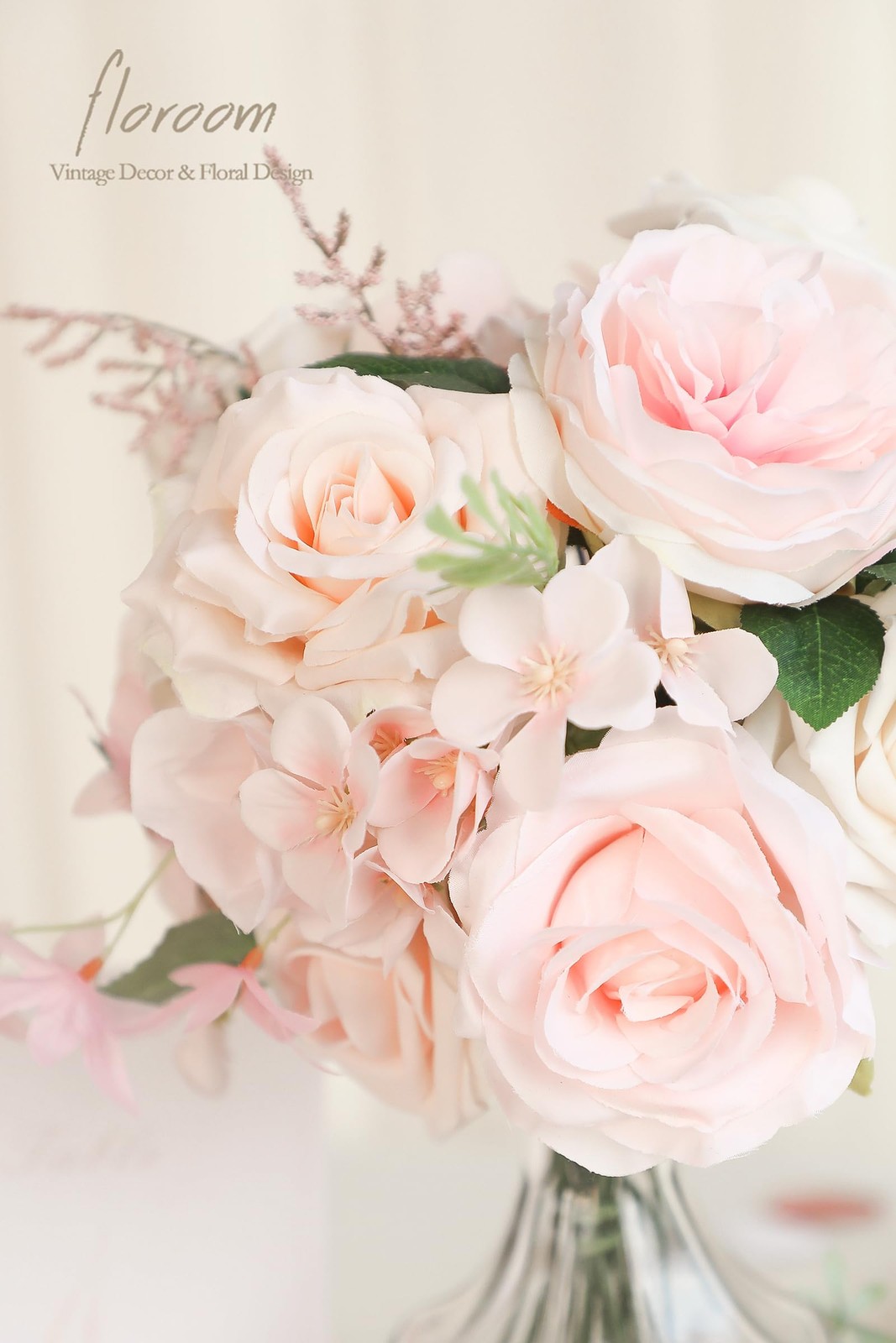 Cream Blush Artificial Flowers Fake Roses Peonies Combo Box Set Wedding DIY