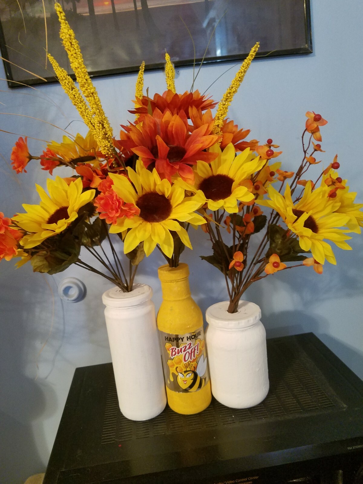 Set of three hand-painted silk floral arrangements decor Please go to my…