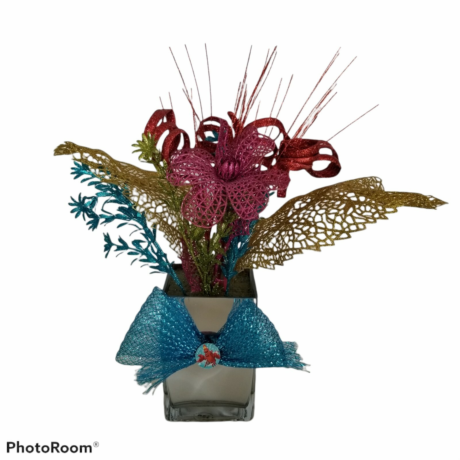 Walt Disney Little Mermaid Floral Arrangement Table Decor Centerpiece Glitter