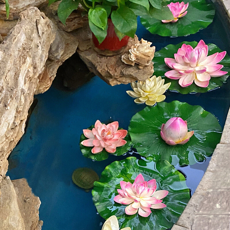 Floating Lotus Artificial Flower Home Garden Pool Decoration Fake Plant Decor