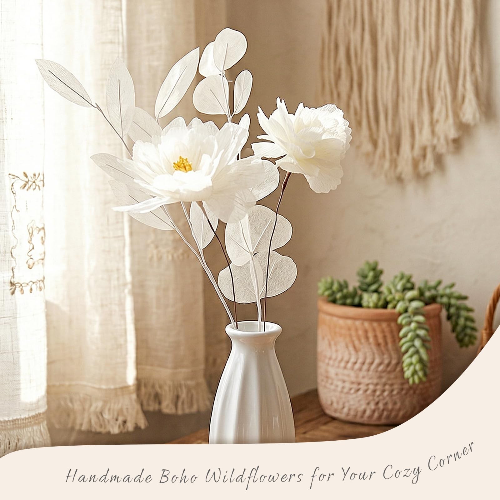 Handmade Cotton Artificial Flowers, Faux Wildflowers with Bendable Stems for …