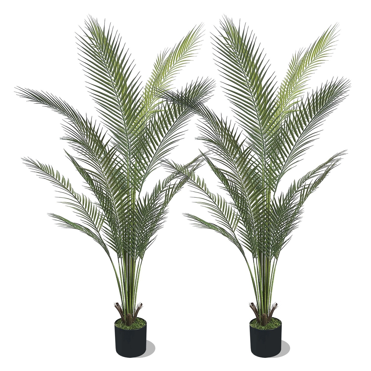 2Pack 5ft Artificial Areca Palm Plant with Black Pot Indoor Balcony Home Decor