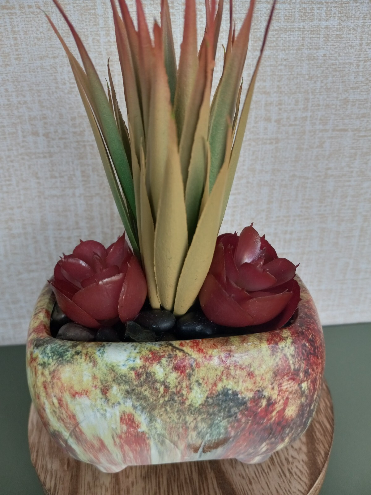 Faux Chic Minimalistic Designed Succulent Plant in Multicolor Ceramic Pot