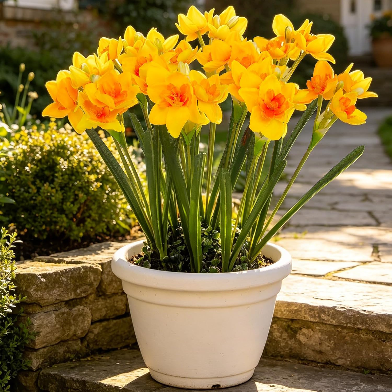 10 Pcs Artificial Daffodils Flowers Narcissus Faux Spring Flowers Fake Silk Daff