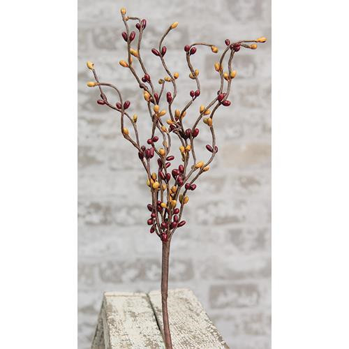 NEW FARMHOUSE Pip Berry Picks Stems Burgundy Gold Set of 3 Crafts Primitive 12″