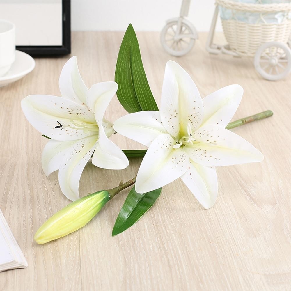 NEW 3D Printed White Lily Artificial Flowers Real Look for Wedding Home Decor