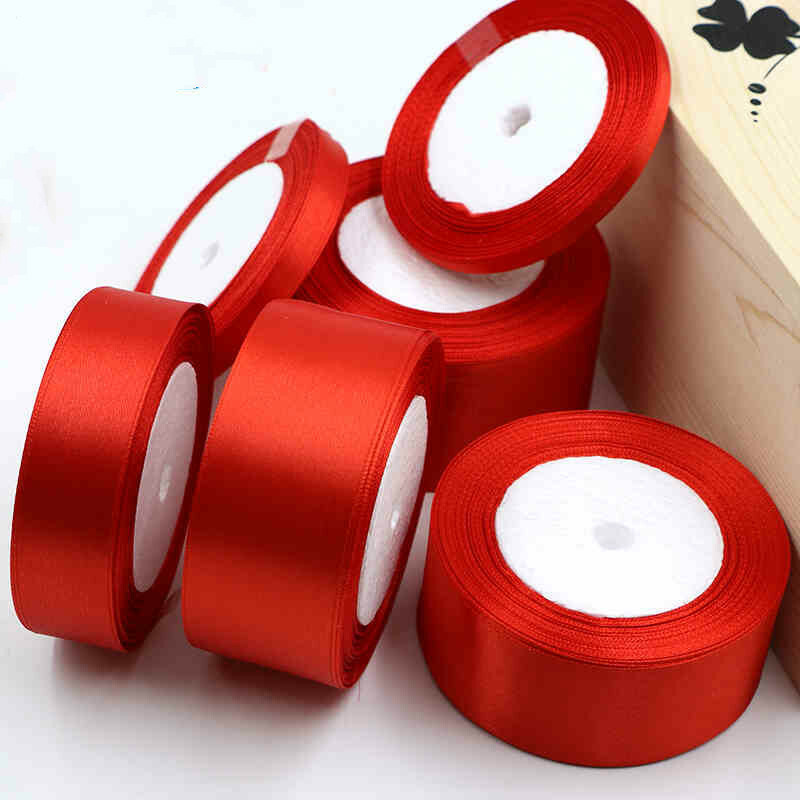 25 Yards 6/10/15/20/25mm Satin red Ribbons Christmas decorations package