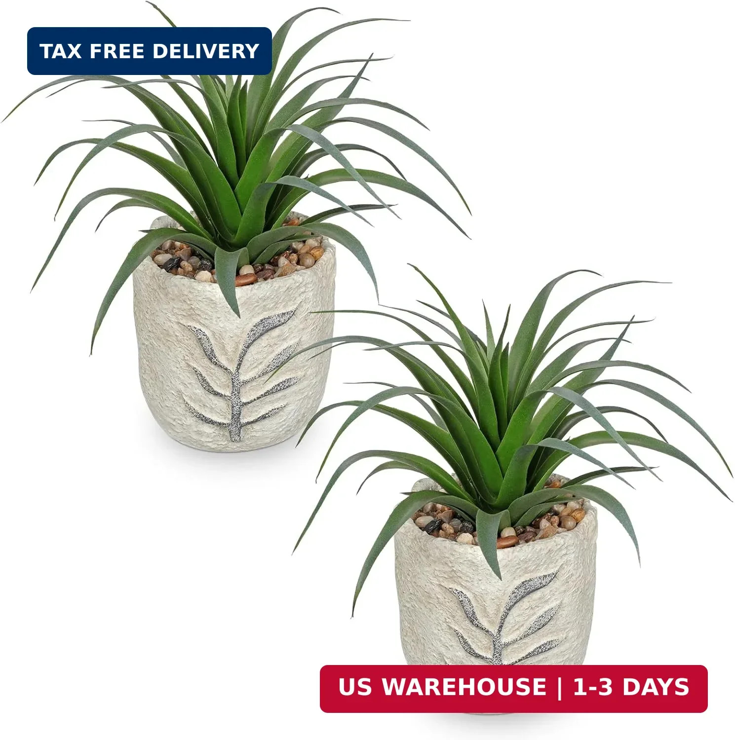 Hollyone 2 Pack Small Artificial Succulents Plants Potted Fake Spiked Succulent