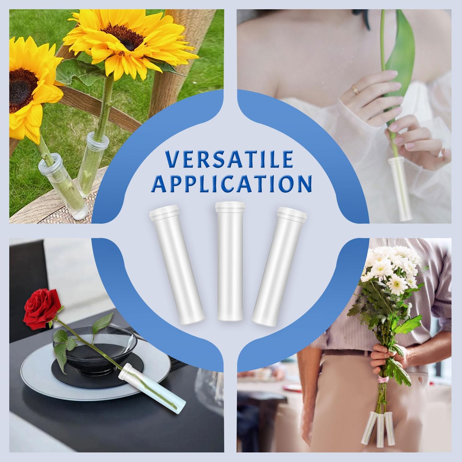 100 PCS 2.83 Inch Floral Water Tubes Plastic Vials Small Holder Clear Decor