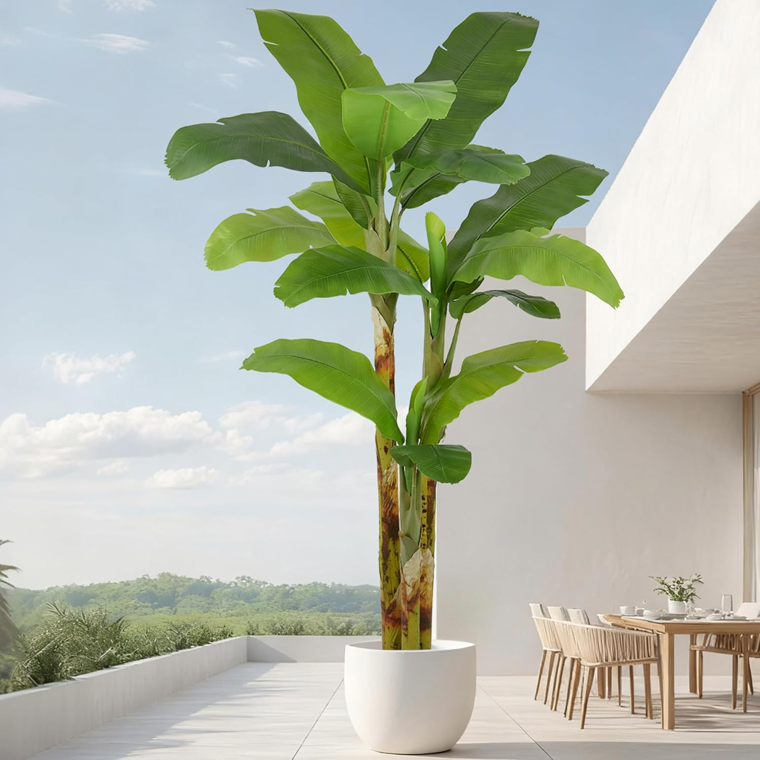 Lifelike 8FT Artificial Banana Tree with 18 Leaves for Home & Office Decor