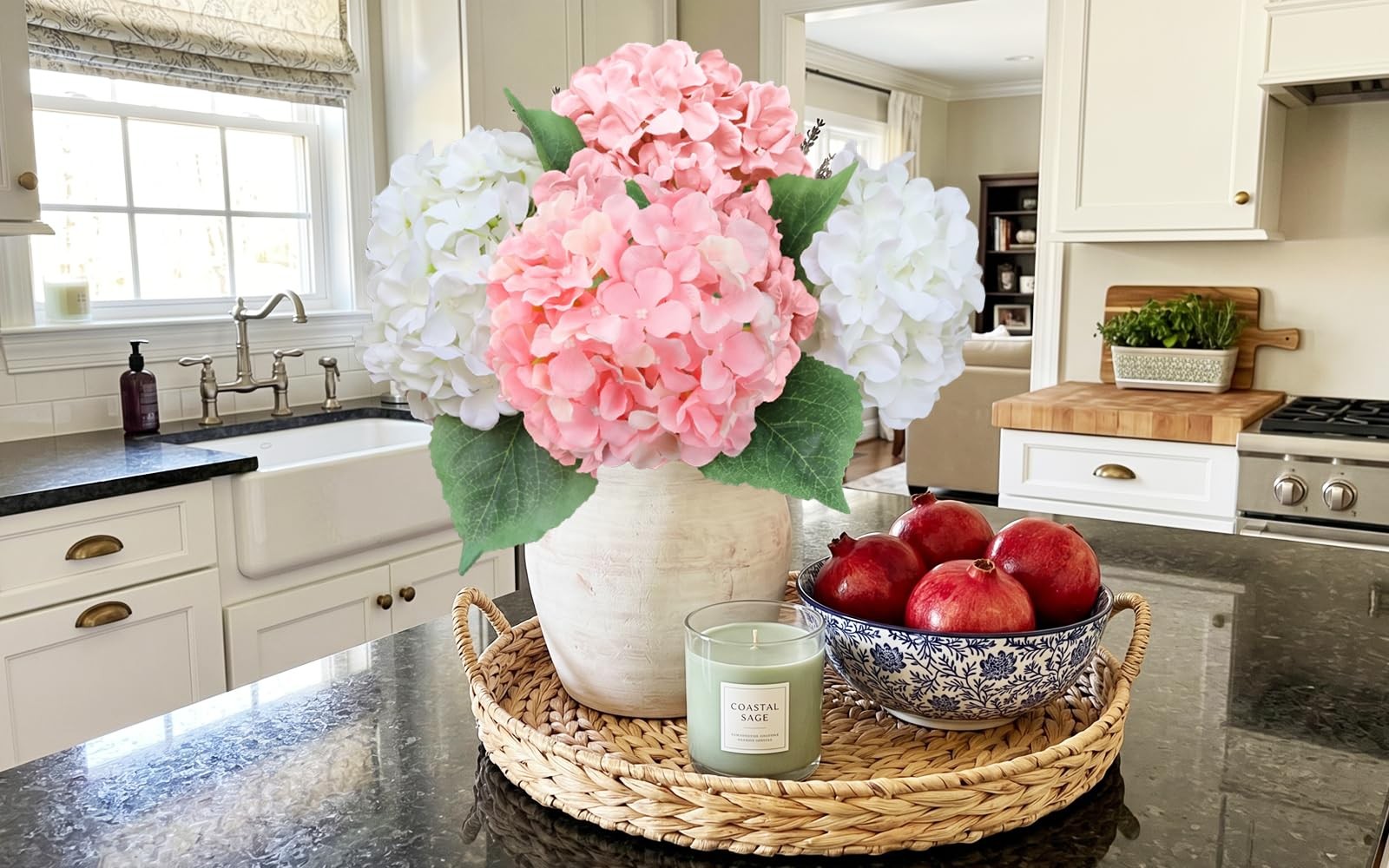 6PCS Large Silk Hydrangea Flowers, 20 in Full Faux Huge Hydrangea Artificial …