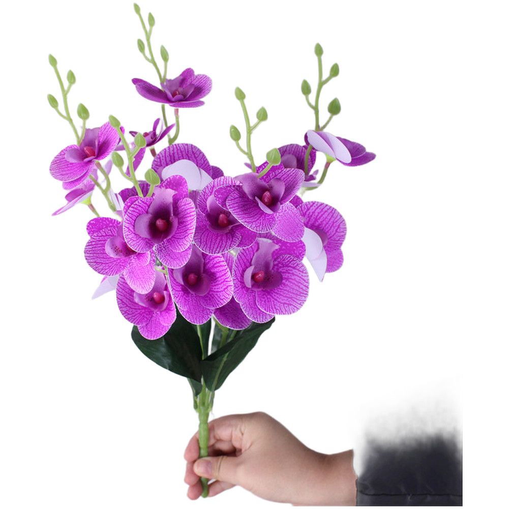 20 Heads Phalaenopsis Artificial Orchid 43cm Stem 3D Printed PU for Home Use