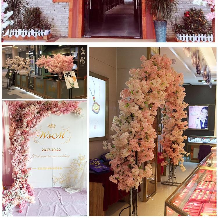 80cm Artificial Cherry Blossom Branch Red Silk Flower Wedding Home Decor Arch