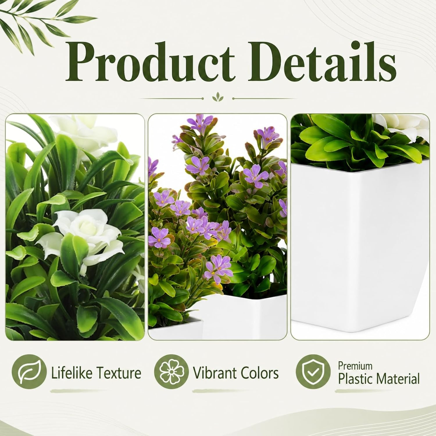 12 Pack Mini Fake Plants in White Pots for Home & Office Decor