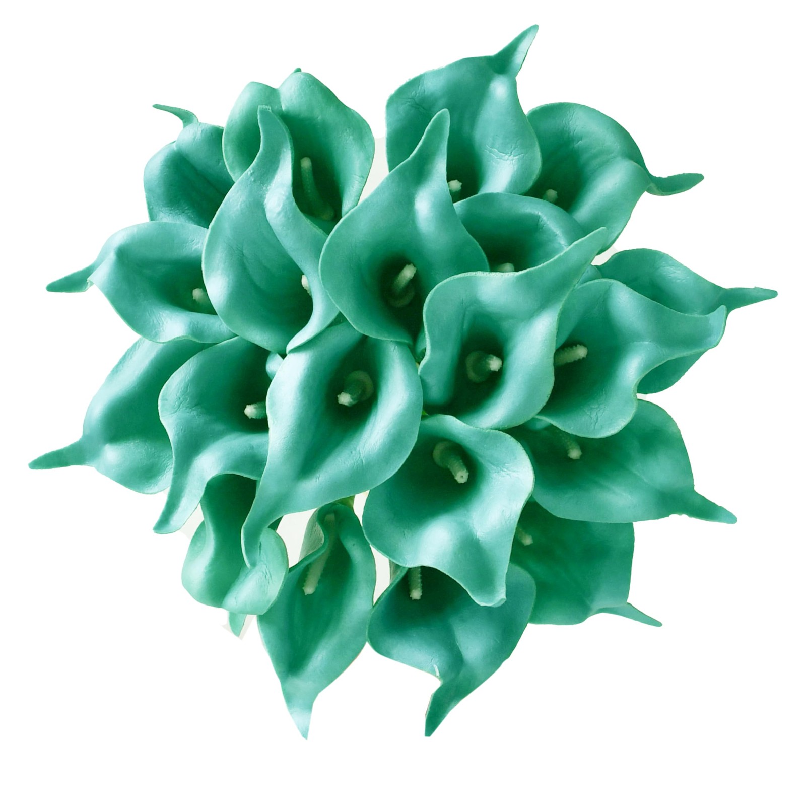 Artificial Teal Calla Lily 20pcs – 13.5″ PU Faux Flowers with Flexible Stems,…