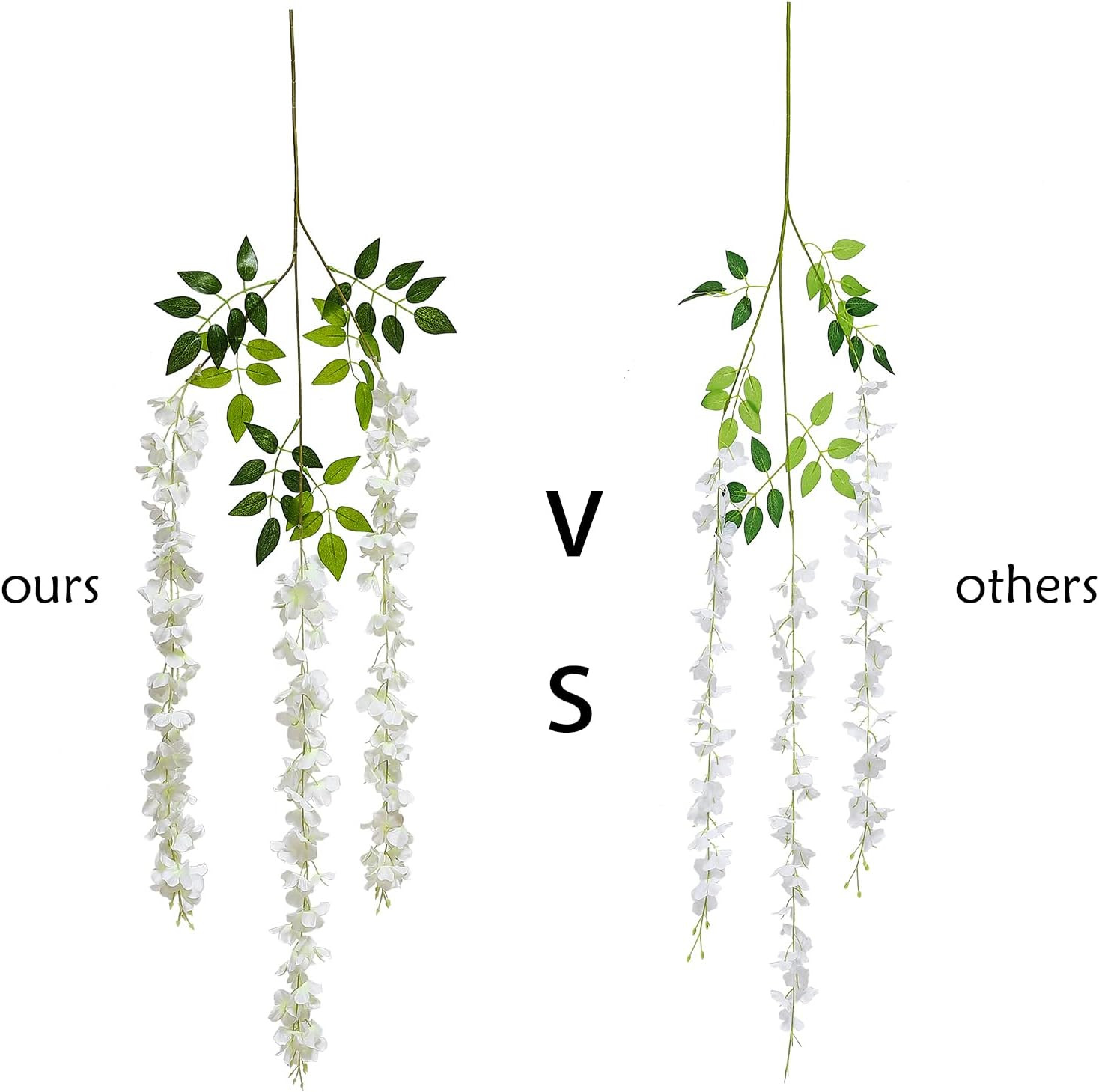 12 Piece Artificial Silk Wisteria Vine 3.6 Feet Ratta Hanging Flower Garland Str